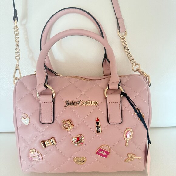 NWT JUICY COUTURE JUICY GIRL ONLY SATCHEL CROSSBODY BAG W CHARM PINK - Picture 1 of 6